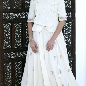 Khadi Gamthi Jacket Blouse & Skirt Set